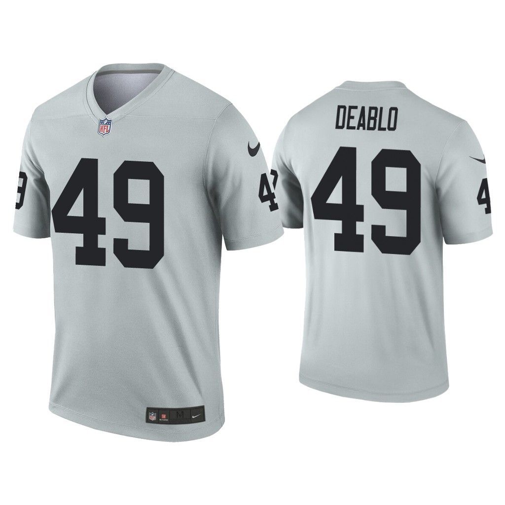 Men Oakland Raiders 49 Divine Deablo Nike Grey Silver Inverted Legend NFL Jersey